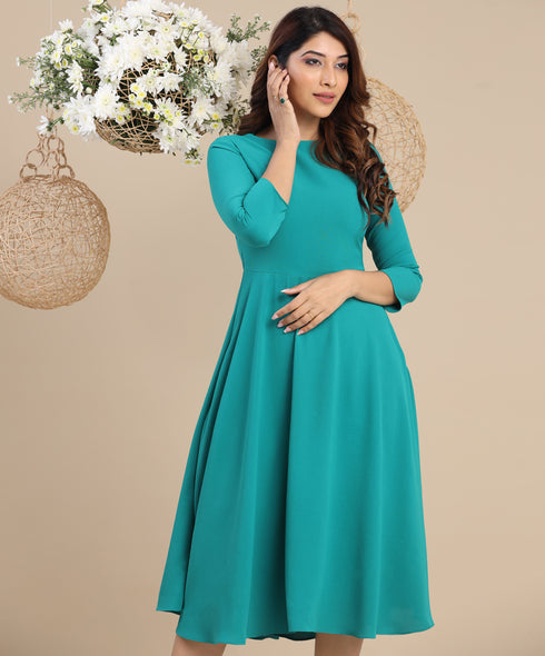 Half Sleeve Round Neck Skater Dress